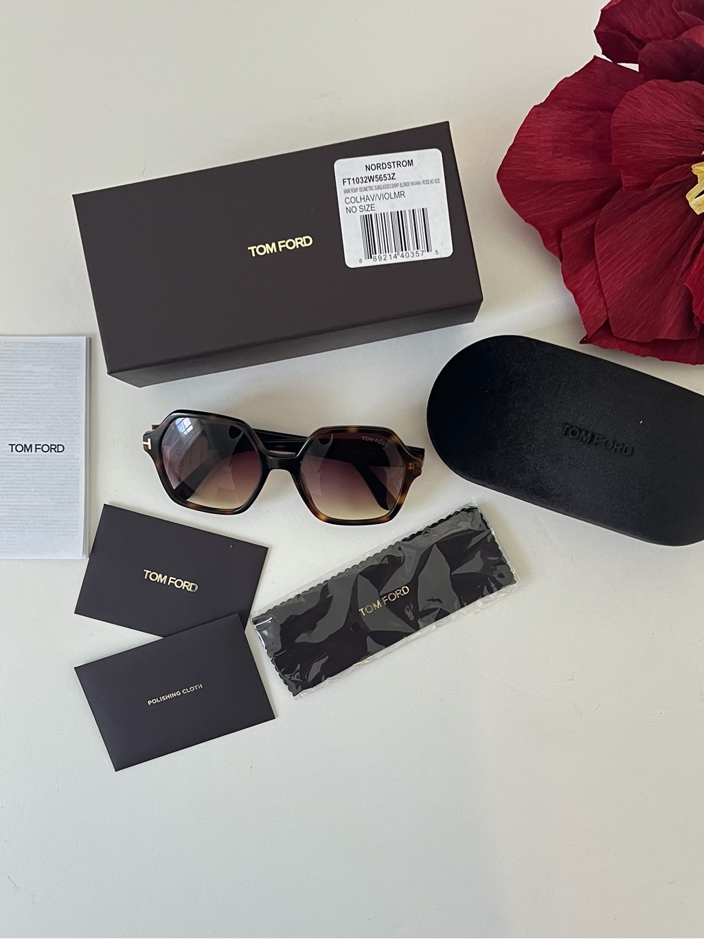 Tom Ford Romy 56mm Geometric Sunglasses In Shiny Blonde Havana & Rose Gradient